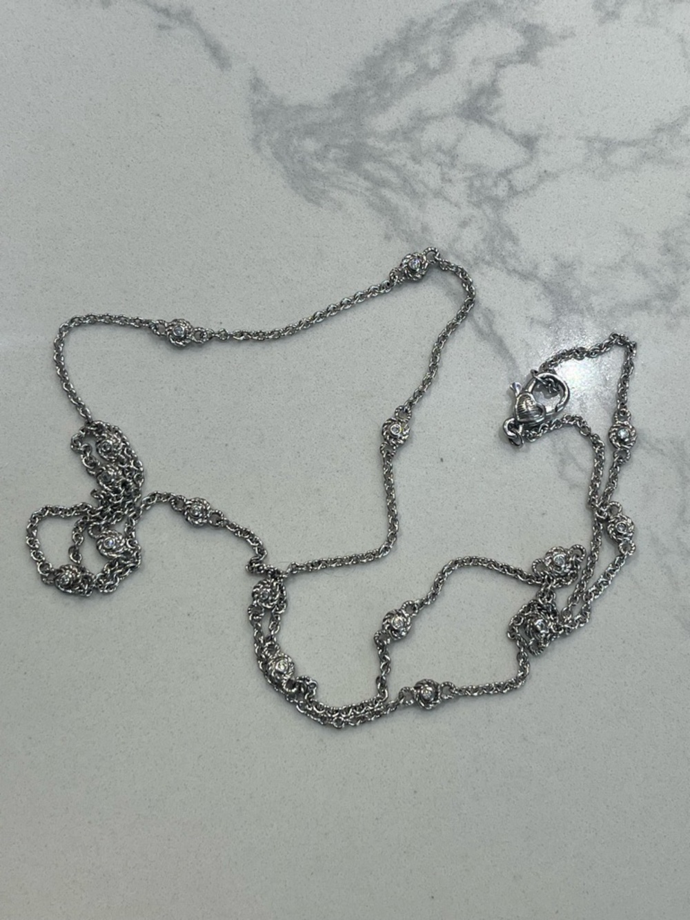 Judith Ripka Sterling Silver Multi-Station CZ Necklace